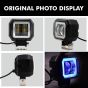 Allextreme EXHM2B 2.5 Inch Square White Fog Light with Halo Angel Eye Ring for Bike Motorcycle Car and Off Road SUV (20W, Blue, Pack of 2)