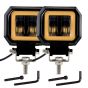 Allextreme EXHM2Y 2.5 Inch Square White Fog Light with Halo Angel Eye Ring for Bike Motorcycle Car and Off Road SUV (20W, Yellow, Pack of 2)