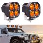 Allextreme EX40YF2 4 LED Fog Light Super Bright Spot Flood Beam Driving Lamp for Motorcycle Cars Bikes & SUV (40W, Amber Light, 2 Pcs)