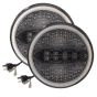 Allextreme EX7IYP2 7 Inch Round LED Headlight with Ring Hi/Low Beam & Yellow-white Angel Eye Lamp for Bullet, Harley Davidson Jeep Wrangler (75W, Pack of 2)
