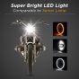 Allextreme EX7IYP2 7 Inch Round LED Headlight with Ring Hi/Low Beam & Yellow-white Angel Eye Lamp for Bullet, Harley Davidson Jeep Wrangler (75W, Pack of 2)