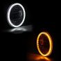 Allextreme EX7IYP2 7 Inch Round LED Headlight with Ring Hi/Low Beam & Yellow-white Angel Eye Lamp for Bullet, Harley Davidson Jeep Wrangler (75W, Pack of 2)