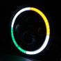 Allextreme EX7ITC1 7 Inch Full Ring Round White LED Headlight with Hi/Low Beam Tricolour Angel Eye Lamp Compatible with Bullet, Harley Davidson Jeep Wrangler (75W, Pack of 1)