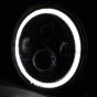 Allextreme EX7ITC1 7 Inch Full Ring Round White LED Headlight with Hi/Low Beam Tricolour Angel Eye Lamp Compatible with Bullet, Harley Davidson Jeep Wrangler (75W, Pack of 1)