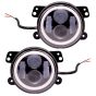 Allextreme EXI4LF2 4 Inch Full Ring Round White LED Fog Light Bumper with Hi/Low Beam Angel Eye Lamp Compatible with Jeep, Wrangler (40W, 2 Pcs)