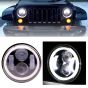 Allextreme EXI4LF2 4 Inch Full Ring Round White LED Fog Light Bumper with Hi/Low Beam Angel Eye Lamp Compatible with Jeep, Wrangler (40W, 2 Pcs)