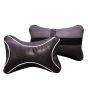 AllExtreme EXHRBL2 PU Leather Car Headrest Neck Head Pillow Cushions with Adjustable Straps for SUV Travel Seat (Black, 2 Pcs)