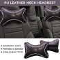AllExtreme EXHRBL2 PU Leather Car Headrest Neck Head Pillow Cushions with Adjustable Straps for SUV Travel Seat (Black, 2 Pcs)