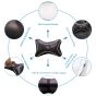 AllExtreme EXHRBL2 PU Leather Car Headrest Neck Head Pillow Cushions with Adjustable Straps for SUV Travel Seat (Black, 2 Pcs)