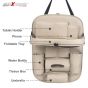 Allextreme EXFTCOA2 Universal PU Leather Auto Car Seat Back Organizer with Foldable Dining Table Tray, Multipocket Storage Tablet, Bottle and Tissue Paper Holder (Beige, 2Pcs)
