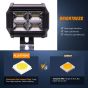 Allextreme EX16F4L1 16 LED Fog Light 4 Inch Flood LED Work Double Row White Light Waterproof Driving Lamp Universal for Car Motorcycle Bike (48W, 1 Pc)