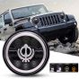 Allextreme EX7WH04 75W Round White LED Headlight with Hi/Low Beam White & Yellow Angel Eye Lamp 7-Inch Full Ring Light Compatible with Bullet Harley Davidson Jeep Wrangler- (Pack of 2)