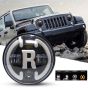 Allextreme EX7WH08 7 Inch Full Ring Round LED Headlight with Hi/Low Beam White & Yellow Angel Eye Lamp Compatible with Bullet, Harley Davidson Jeep Wrangler (75W, Pack of 2)