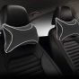Allextreme EXNP008 PU Leather Car Neck Rest Pillows Headrest Cushions Set for all Cars Travel Seat (2 PCS) (Model 6, Black & White)