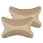 Allextreme EXNP003 PU Leather Car Neck Rest Pillows Headrest Cushions Set for all Cars Travel Seat (2 PCS) (Model 3, Beige & Cream)