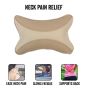 Allextreme EXNP003 PU Leather Car Neck Rest Pillows Headrest Cushions Set for all Cars Travel Seat (2 PCS) (Model 3, Beige & Cream)