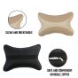 Allextreme EXNP003 PU Leather Car Neck Rest Pillows Headrest Cushions Set for all Cars Travel Seat (2 PCS) (Model 3, Beige & Cream)