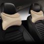 Allextreme EXNP003 PU Leather Car Neck Rest Pillows Headrest Cushions Set for all Cars Travel Seat (2 PCS) (Model 3, Beige & Cream)