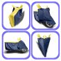 Allextreme XL-7016 Full Bike Body Cover Water Resistant Dustproof Rustproof UV Protection Cover Compatible for Royal Enfield Bullet Avenger Karishma and above Size (Navy Blue & Yellow, X-Large)