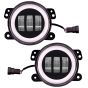 Allextreme EXT4LF2 4 Inch Full Ring Round White LED Fog Light Bumper with Hi/Low Beam Angel Eye Lamp Compatible with Wrangler (30W, 2 Pcs)
