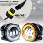 Allextreme EXT4LF2 4 Inch Full Ring Round White LED Fog Light Bumper with Hi/Low Beam Angel Eye Lamp Compatible with Wrangler (30W, 2 Pcs)