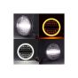 Allextreme EXHN7L1 7 Inch Round White LED Headlight with Hi/Low Beam Amber & White Angel Eye Lamp Compatible with Bullet, Harley Davidson Jeep Wrangler (75W, 1 Pc)