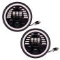 Allextreme EX7HNL2 7 Inch Round White LED Headlight with Hi/Low Beam Amber & White Angel Eye Lamp Compatible with Bullet, Harley Davidson Jeep Wrangler (75W, 2 Pcs)
