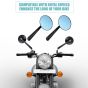 AllExtreme EXSM01B Round Rear View Side Mirrors with Adjustable Rotatable Handlebars Compatible With All Bikes (Black)