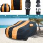 Allextreme HV7011 Car Body Cover Compatible with Hyundai Venue Custom Fit Dustproof UV Heat Resistant Indoor Outdoor Body Protection (Navy Blue & Orange)