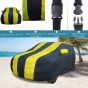 Allextreme D7016 Car Body Cover Compatible with Maruti Suzuki Dzire Custom Fit Dustproof UV Heat Resistant Indoor Outdoor Body Protection (Navy Blue & Yellow)