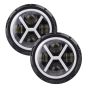 Allextreme EX7I4L2 7 Inch Led Round Headlight with Full Ring Tricolor DRL Angel Eyes & Hi/Low Beam Compatible with, Jeep & Harley Davidson (75W, 2 Pcs)
