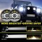 Allextreme EX07HL1 7 Inch Round White LED Headlight with Hi/Low Beam Amber & White Angel Eye Lamp Compatible with Bullet, Harley Davidson Jeep Wrangler (75W, 1 Pc)