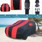 Allextreme MA5004 Car Body Cover Compatible with Maruti Suzuki Alto Custom Fit Dustproof UV Heat Resistant Indoor Outdoor Body Protection (Navy Blue & Red with Mirror)