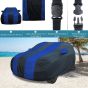 Allextreme HI5002 Car Body Cover Compatible with Hyundai Old i10 Custom Fit Dustproof UV Heat Resistant Indoor Outdoor Body Protection (Navy Blue & Blue with Mirror)