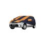 Allextreme NM5003 Car Body Cover Compatible with Nissan Micra Active Custom Fit Dustproof UV Heat Resistant Indoor Outdoor Body Protection (Navy Blue & Orange with Mirror)