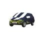 Allextreme RKU5005 Car Body Cover Compatible with Renault KWID Custom Fit Dustproof UV Heat Resistant Indoor Outdoor Body Protection (Navy Blue & White with Mirror)