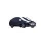 Allextreme HVK5005 Car Body Cover Compatible with Hyundai Verna Custom Fit Dustproof UV Heat Resistant Indoor Outdoor Body Protection (Navy Blue & White with Mirror)