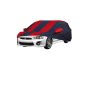 Allextreme MLK5004 Car Body Cover Compatible with Mitsubishi Lancer Custom Fit Dustproof UV Heat Resistant Indoor Outdoor Body Protection (Navy Blue & Red with Mirror)