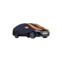 AllExtreme HVK5003 Car Body Cover Compatible with Hyundai Verna Custom Fit Dustproof UV Heat Resistant Indoor Outdoor Body Protection (Navy Blue & Orange with Mirror)