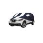 Allextreme NKP5005 Car Body Cover Compatible with Nissan Kicks Custom Fit Dustproof UV Heat Resistant Indoor Outdoor Body Protection (Navy Blue & White with Mirror)