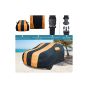 Allextreme CTZ5003 Car Body Cover Compatible with Chevrolet Tavera Custom Fit Dustproof UV Heat Resistant Indoor Outdoor Body Protection (Navy Blue & Orange with Mirror)