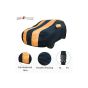 Allextreme CTZ5003 Car Body Cover Compatible with Chevrolet Tavera Custom Fit Dustproof UV Heat Resistant Indoor Outdoor Body Protection (Navy Blue & Orange with Mirror)