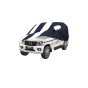 Allextreme MBZ5005 Car Body Cover Compatible with Mahindra Bolero Custom Fit Dustproof UV Heat Resistant Indoor Outdoor Body Protection (Navy Blue & White with Mirror)