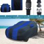 Allextreme MBZ5002 Car Body Cover Compatible with Mahindra Bolero Custom Fit Dustproof UV Heat Resistant Indoor Outdoor Body Protection (Navy Blue & Blue with Mirror)