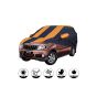 Allextreme MYY5003 Car Body Cover Compatible with Mahindra Xylo Custom Fit Dustproof UV Heat Resistant Indoor Outdoor Body Protection (Navy Blue & Orange with Mirror)