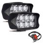 Allextreme EXMNLD2 8 LED Fog Lights Perfect Spot Beam Lamp with Handle Bar Switch for Bikes & Motorcycle (2 PCs, 12W)