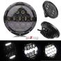 Allextreme 7inch Round Ring 13 LED Headlight with Turn Signal Lights for Jeep Wrangler (12-30V, 75W, Pack of 2)