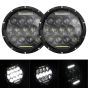 Allextreme 7inch Round Ring 13 LED Headlight with Turn Signal Lights for Jeep Wrangler (12-30V, 75W, Pack of 2)