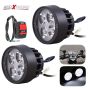 Allextreme EX4FSW2 4 LED Round Fog Light 7/8 Inch Handlebar Driving Head Lamp with Mirror Mount Handlebar Switch for Motorcycle (12W, White Light, 2 PCS)