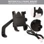 Allextreme EXMUH02 Mobile Phone Holder with USB Charger Waterproof Easy Adjustable Rear View Mirror Mount Solid Metal Cradle Stand Suitable for Bike & Mobile Phones 3.5" to 7.0" (Black)